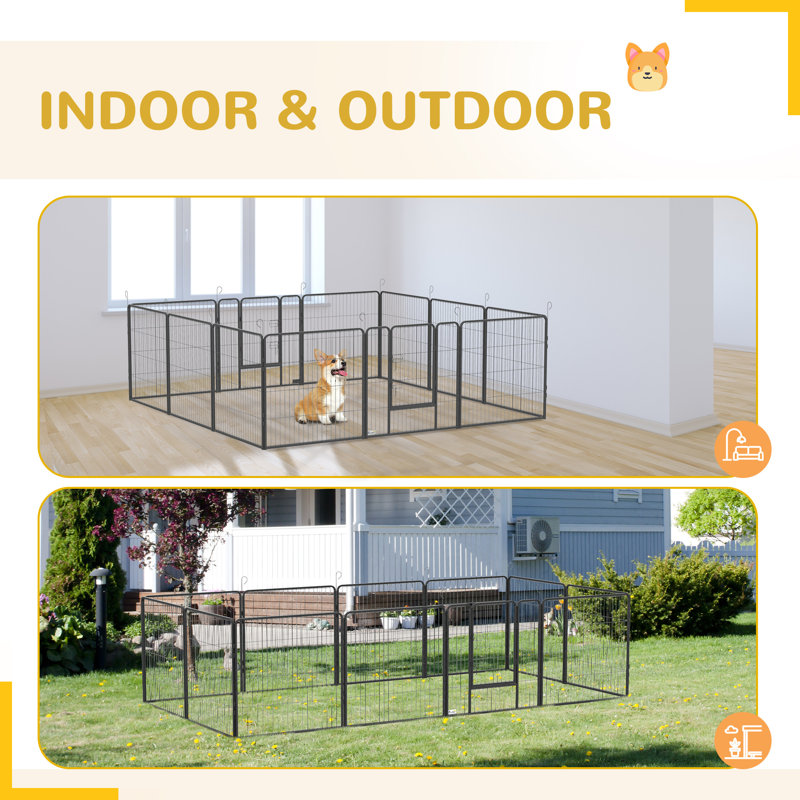 Parc pour animaux de compagnie bricolage pour lapin Chinchilla Hérisson Cochon d'Inde non supporté Remords non défectueux retourne 7 x 5 pouces Acier, fil, PE 24 pièces gris