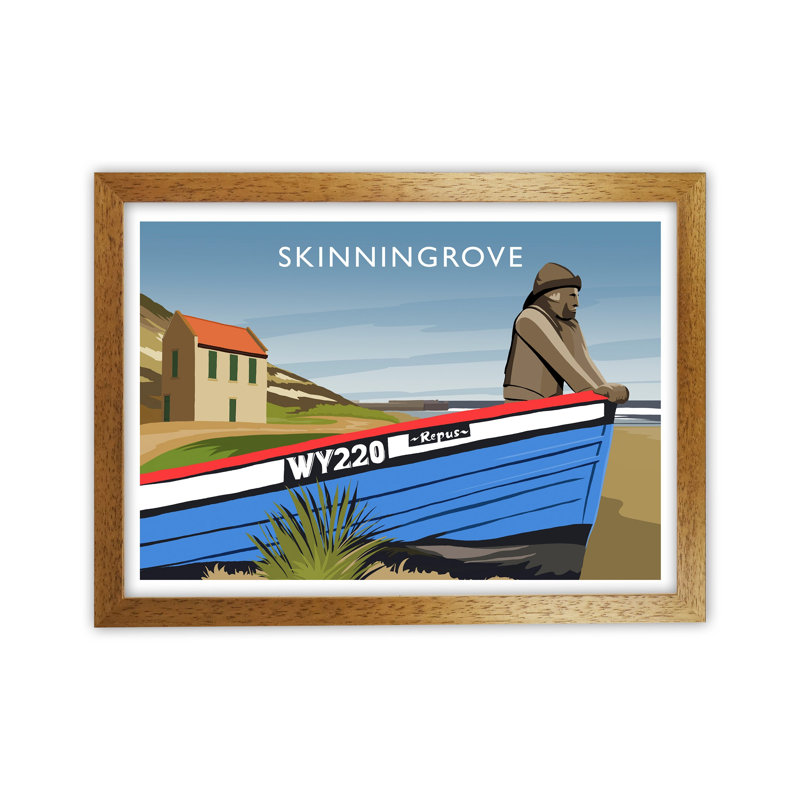 Skinningrove by Richard O'Neill - Print, Brown Framed, 34cm H x 46cm W x 3cm D