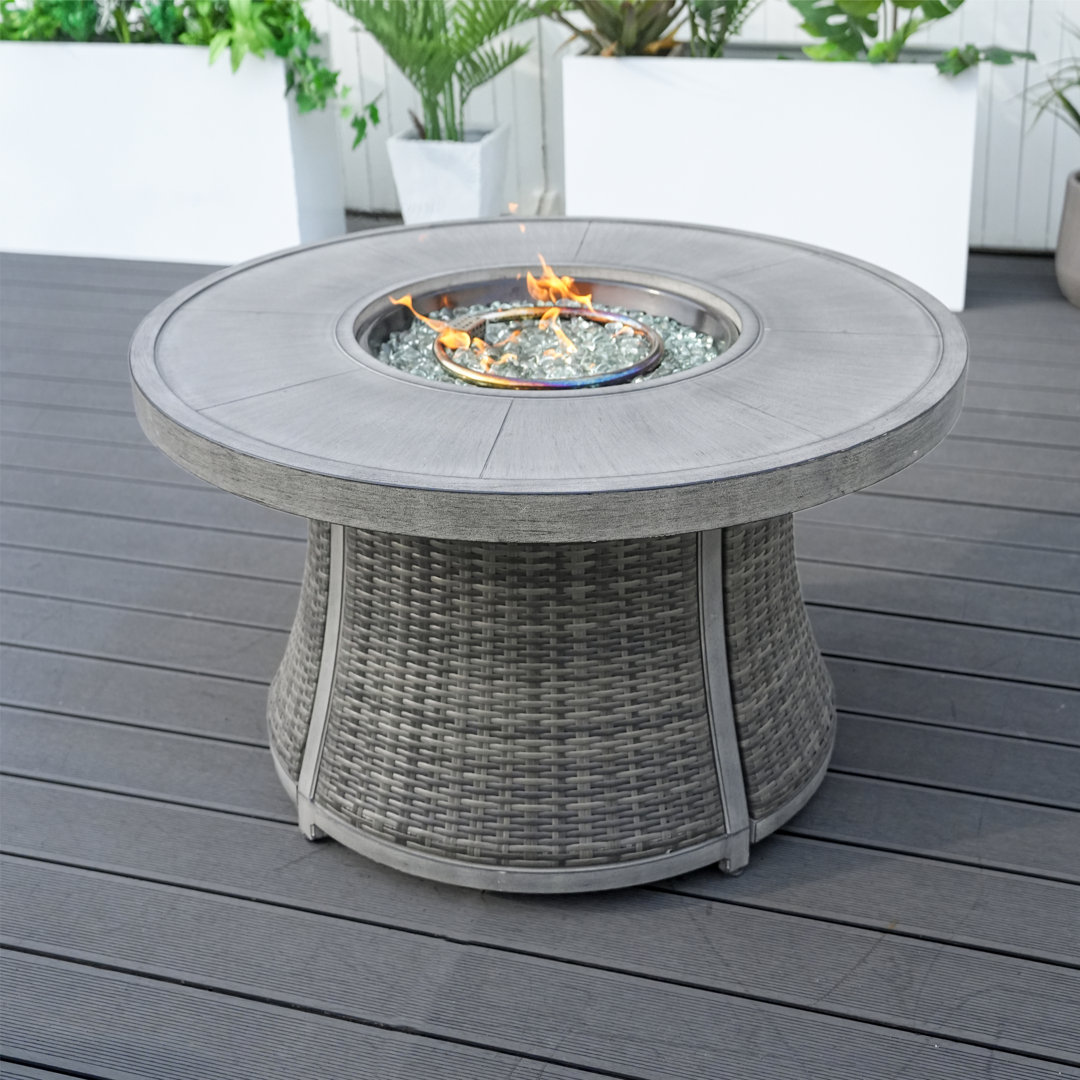 Round Aluminum Propane Smokeless Fire Pit Table with Hidden Fuel Tank Red Barrel Studio®
