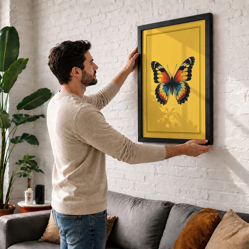 Specimen Butterfly Modern - Framed Print, A1 - 84.1 x 59.4 cm, Oak