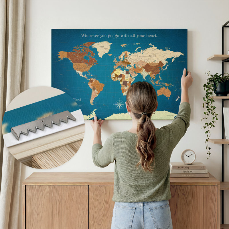 Carte du monde personnalisée avec punaise IV, H 26 po x l 39 po, Oui