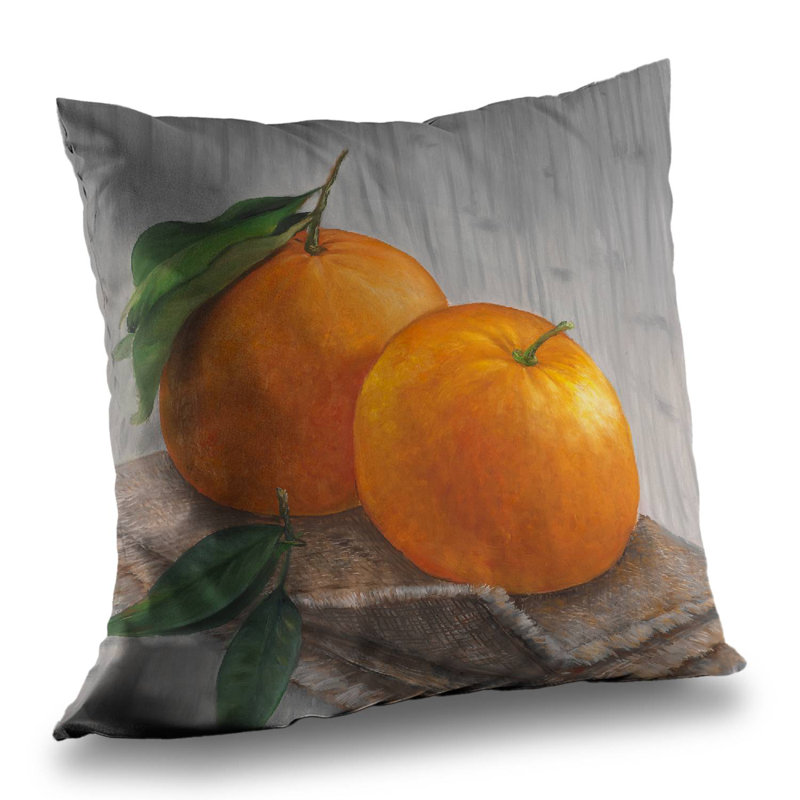 Two Oranges Throw Pillow - Kitchen Hyperrealist Decor Insert