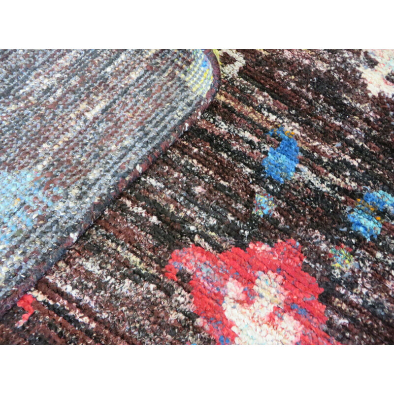 Tapis de la surface en soie bleu/noir 8 pi 1 po x 10 pi 10 po one-of-kind-noué la main Beihl