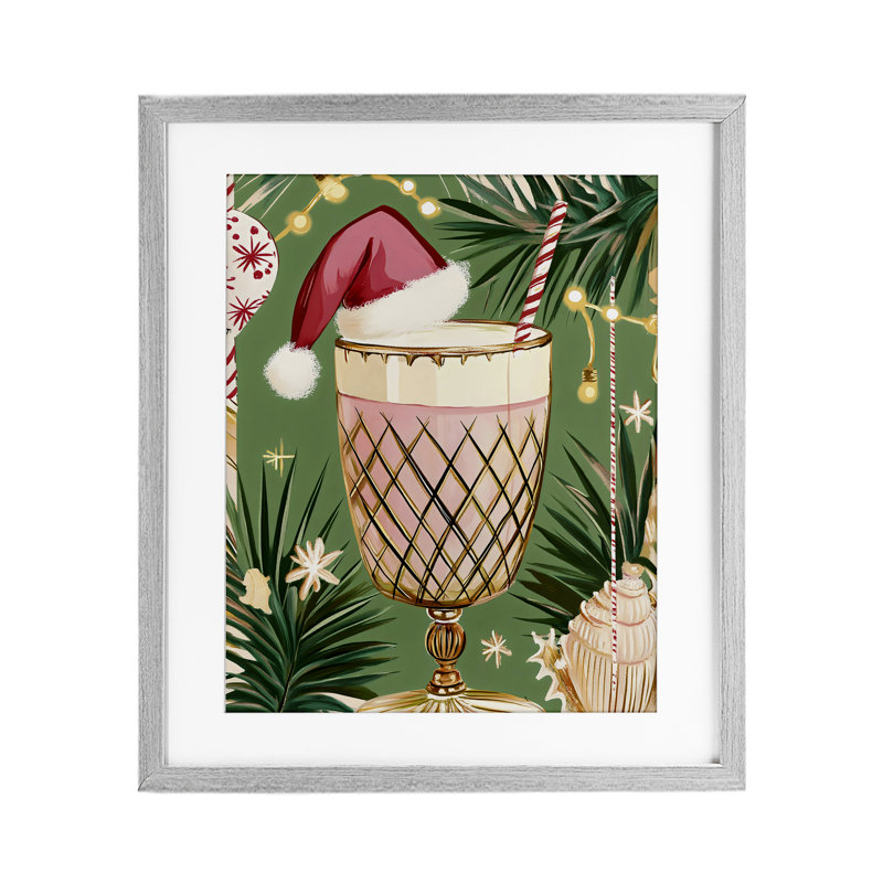 Festive Christmas Cocktail, reproduction encadrée sous verre, design par Franklyn Gregory, H 21 po x l 17 po