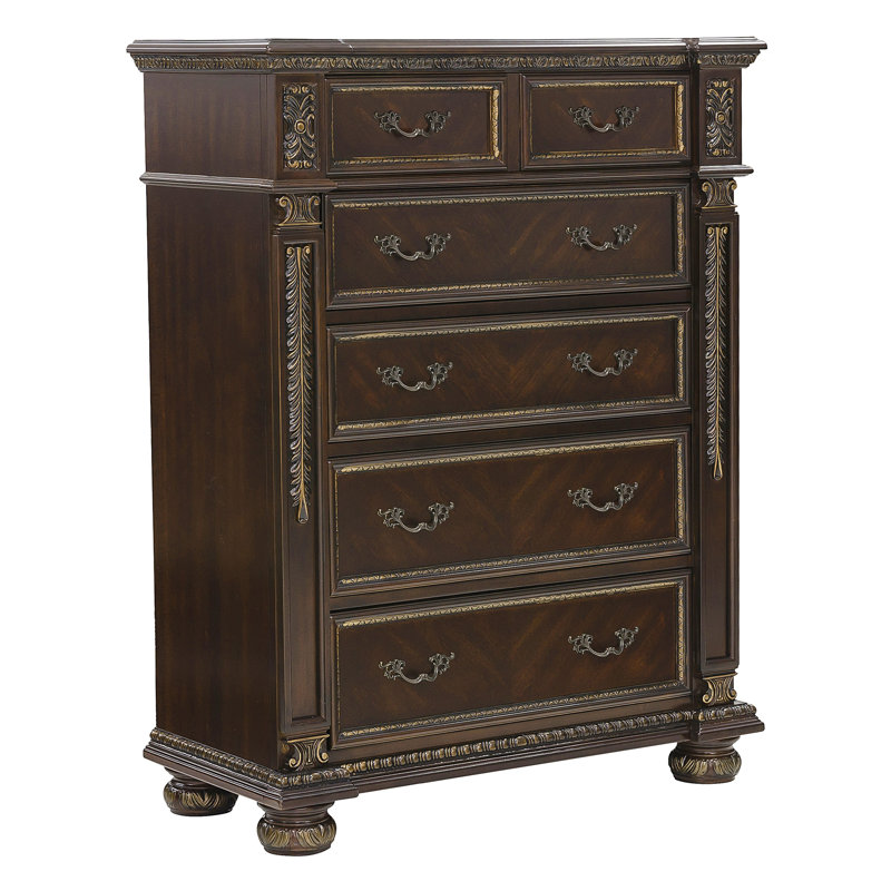 Amonni 42'' W 5 - Drawer Chest, Dark Cherry