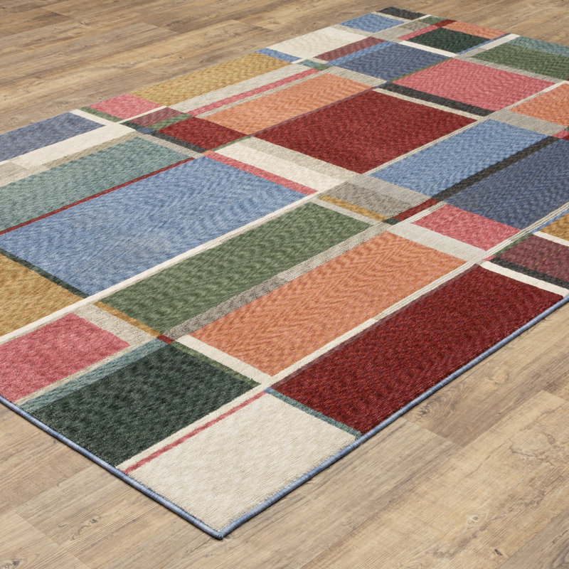 Holub Modern Color Block Multi-colored Area Rug, Rectangle 9'10" x 12'11"