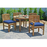Huntington 5pc Teak Outdoor Dining Set with Sunbrella Cushion