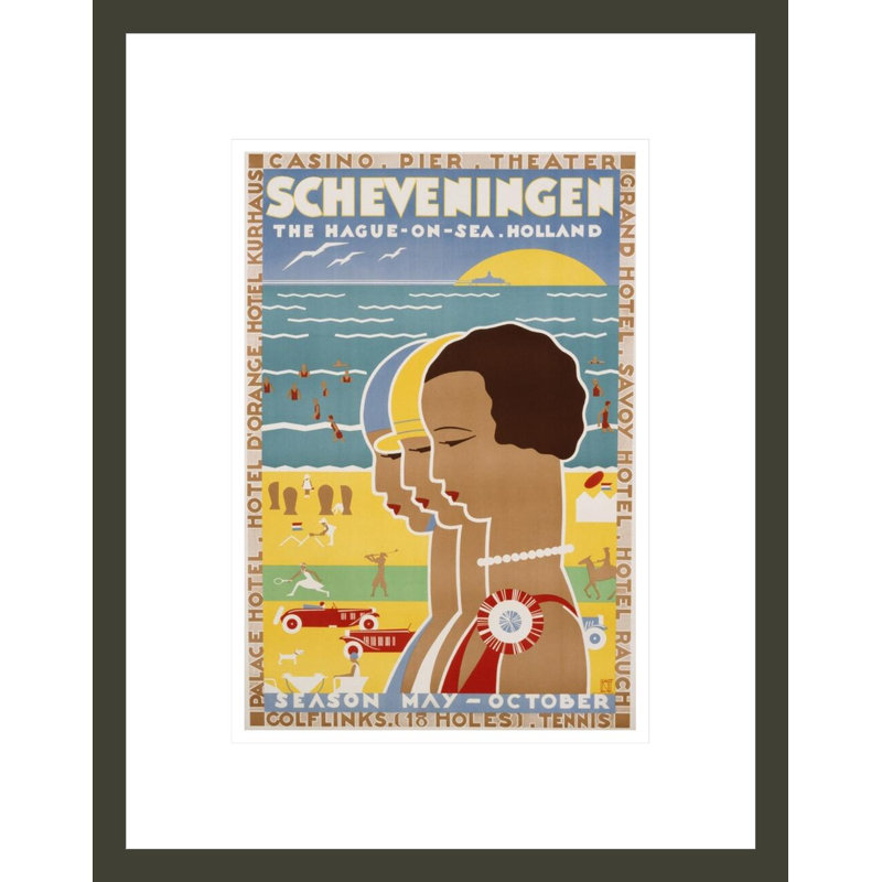 «Scheveningen - The Hague-On-Sea - Holland» par Louis Kalff, impression giclée encadrée, H 16,75 po x l 13,21 po