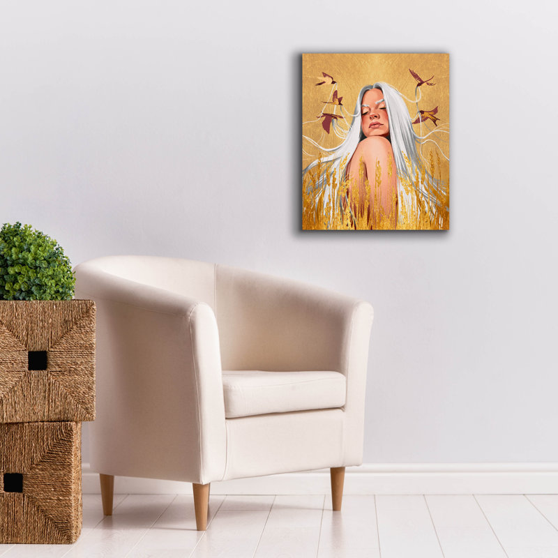 «Golden Birds» par Svetlana Aleynikova, art mural sur toile, H 24 po x l 20 po