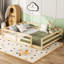 Lit pleine grandeur pour lit en bois de pin, garde-corps de clôture, chêne naturel, stable et confortable avec - Assemblage facile, multifonction, couleur chêne, L 77 po x l 58,1 po H 15,7 po-129628487-129628489