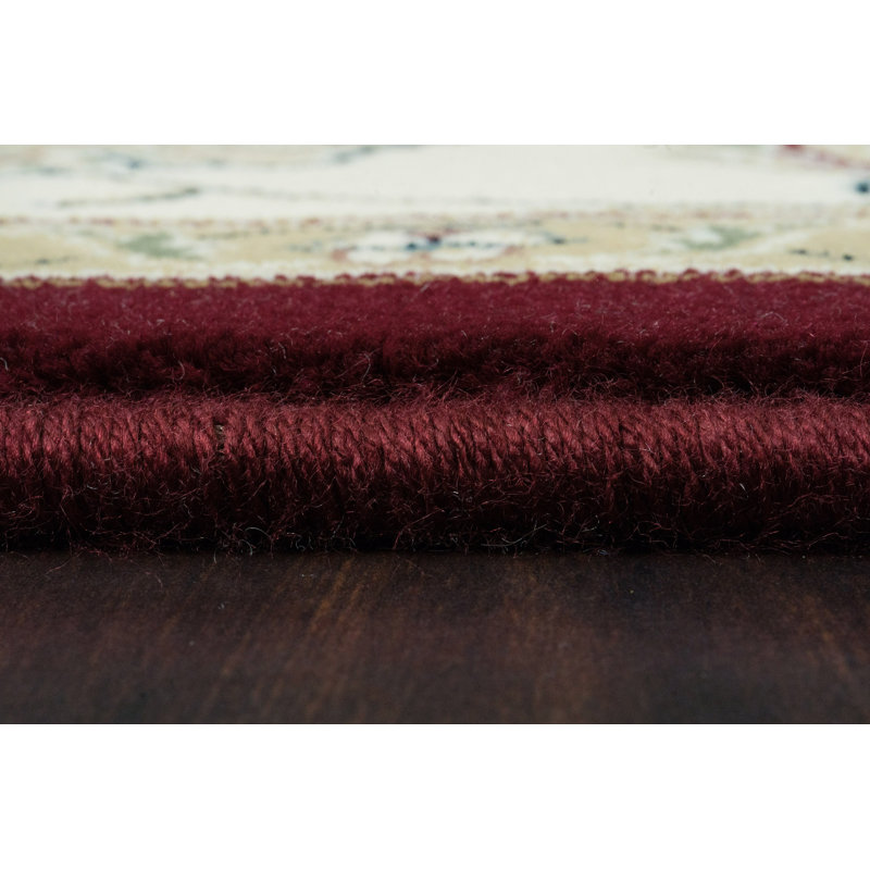 Tapis rouge/ivoire oriental Attell, Ovale 2 pi 7 po x 4 pi 7 po