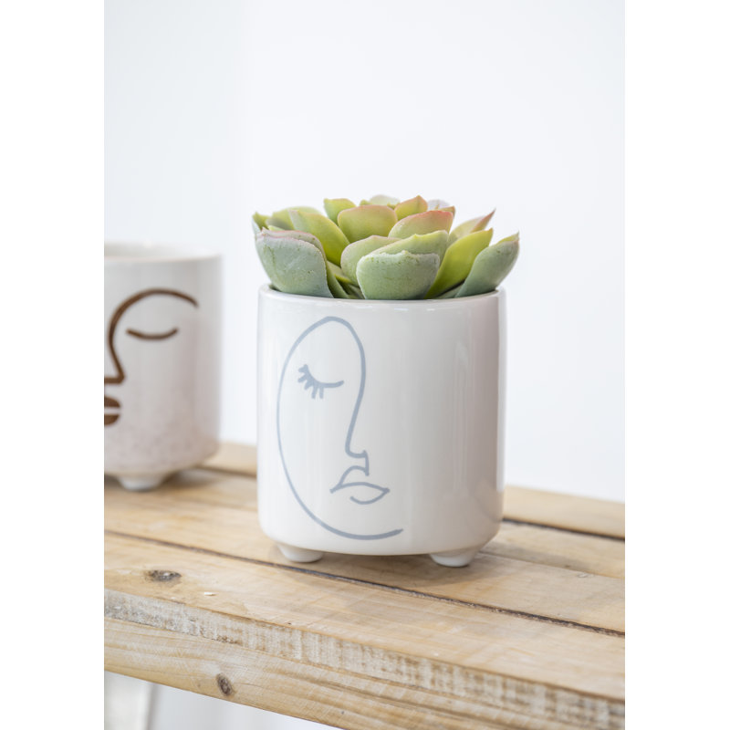 KitchenCraft Abstract Face Planter, Dolomite, White / Grey