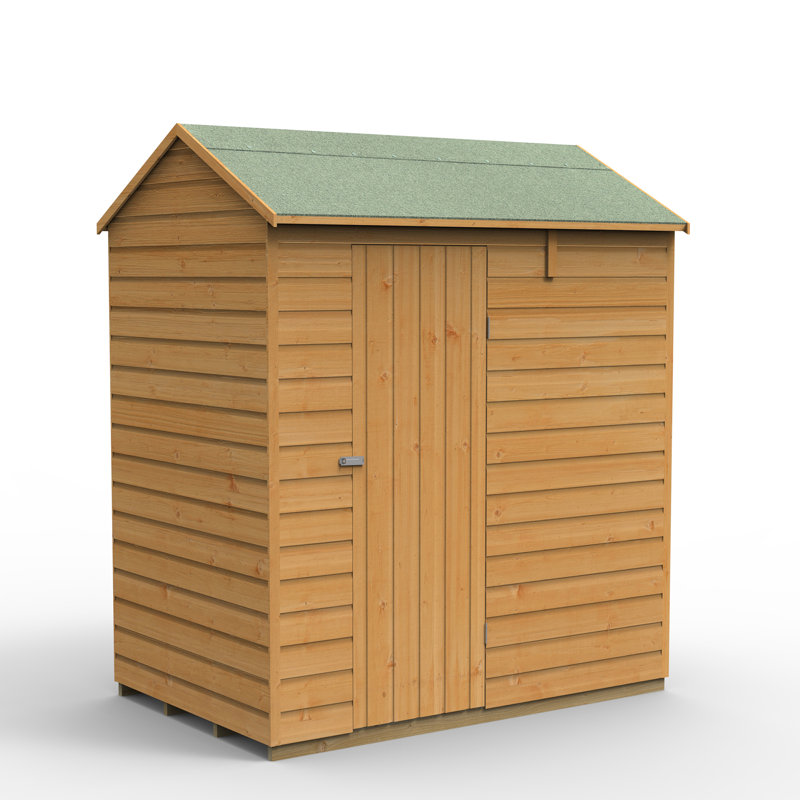 Shiplap Dip Treated 6 x 4 Reverse Apex Shed - No Window, Yes