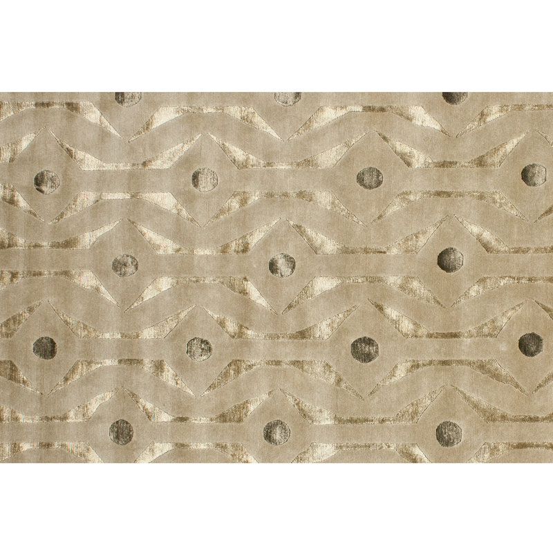 Geometric Area Rug in Black/Brown/Beige, Rectangle 6' x 9'