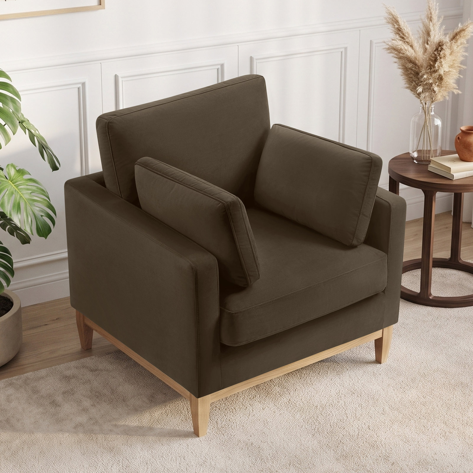Ombra Velvet Armchair, Espresso
