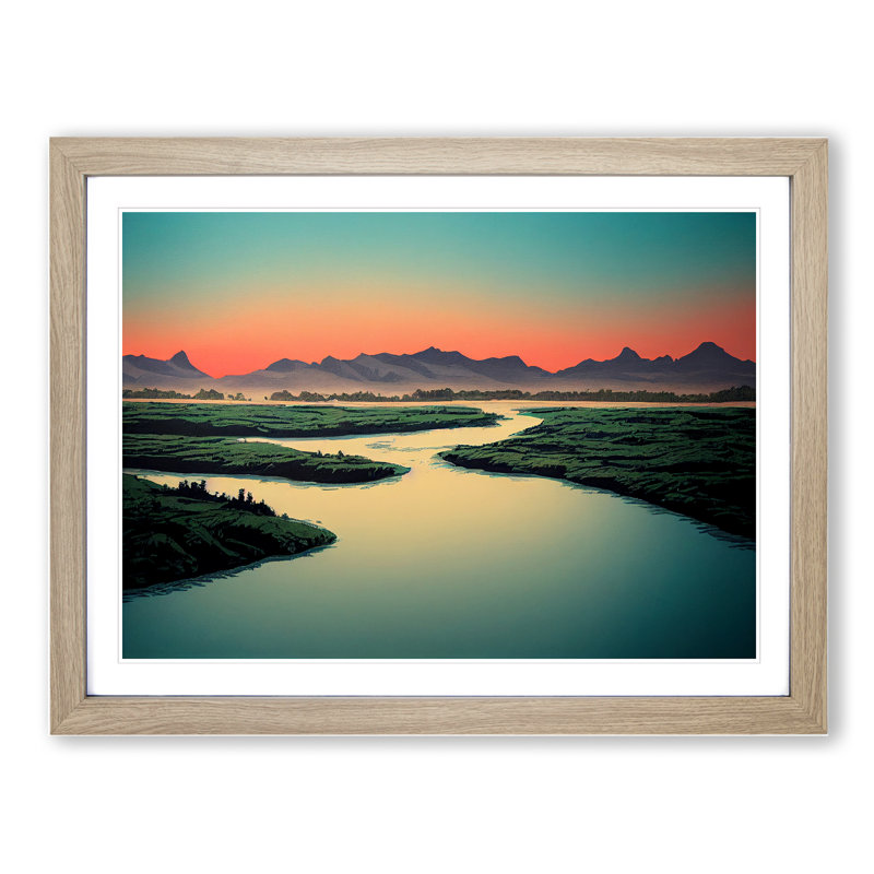 Mountain River Vol.5 - Framed Print, 34cm H x 46cm W x 2cm D, Oak Framed