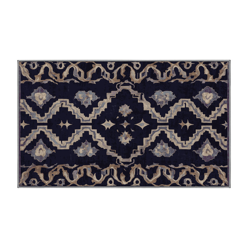 Tapis gris lavable à la machine, Rectangle 5 pi x 7 pi