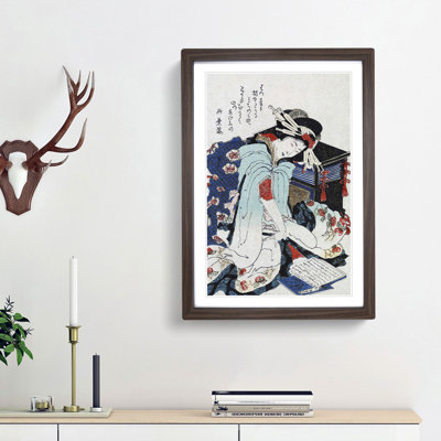 Woman Reading by Katsushika Hokusai - Framed Print