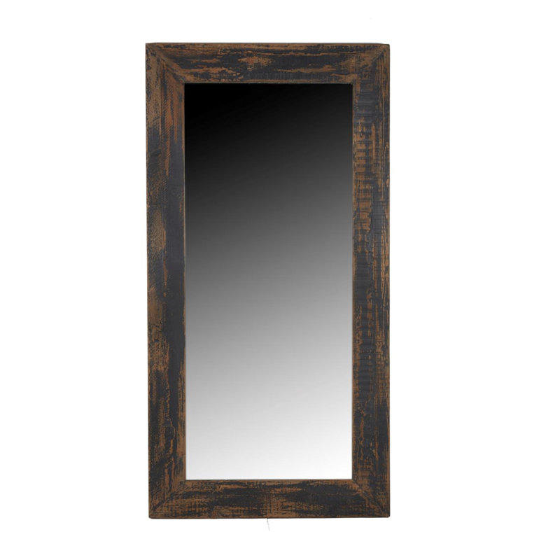 Miroir autoportant, bois récupéré rectangulaire de 80 pouces, noir antique