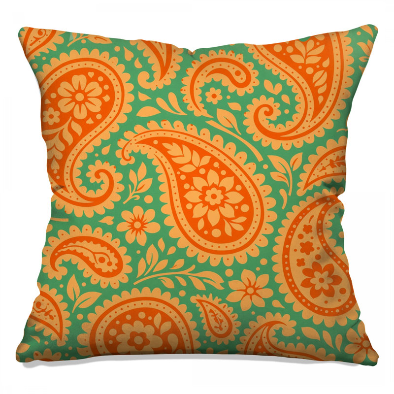 Coussins décoratifs à motif cachemire orange, 20 x 20 inches