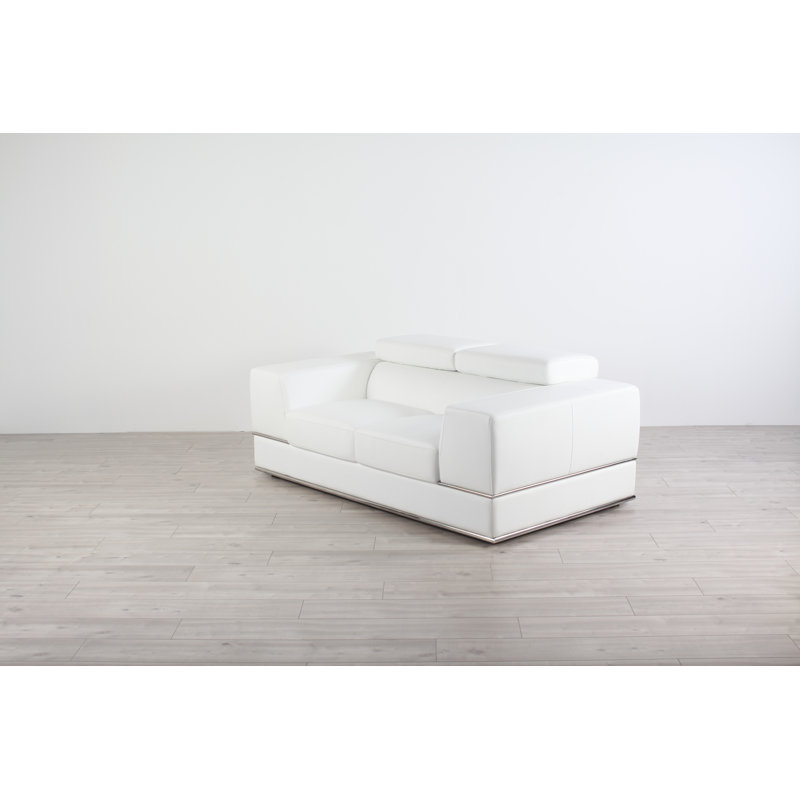 Causeuse à accoudoir carré en cuir véritable 72 po Coldiron
