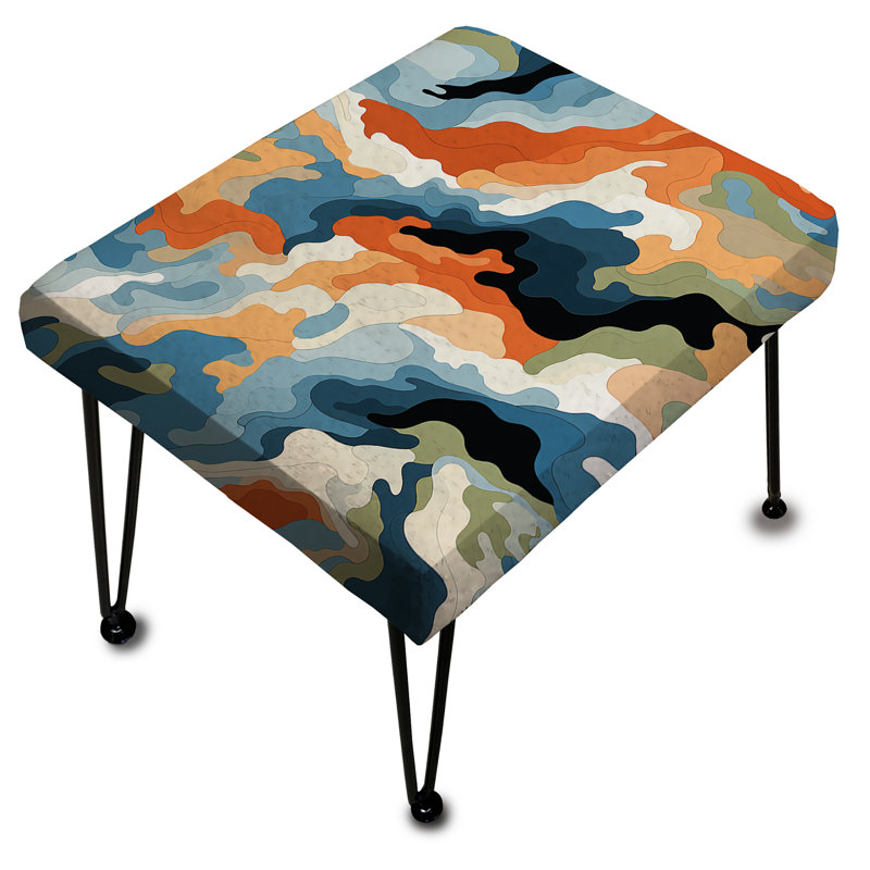 Bleu et orange Nomadic Blue Camouflage - Repose-pieds rectangulaire camouflage