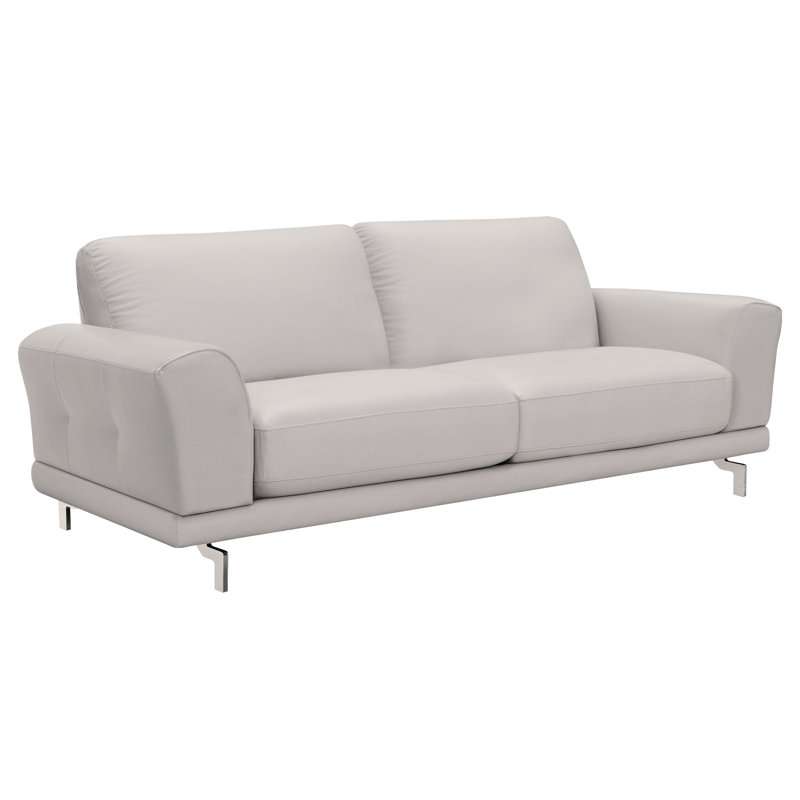 Randalholme 87'' Faux Leather Sofa, Dove Gray Genuine Leather