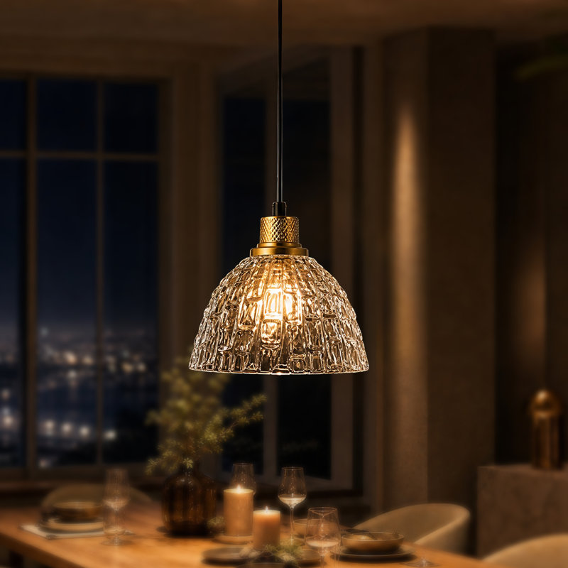 Abner Metal Pendant with Bark-Textured Glass Shades, 1 Light