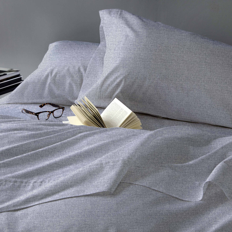 Crosshatch Microfiber, King Sheet Set with 2 Pillowcases, Blue