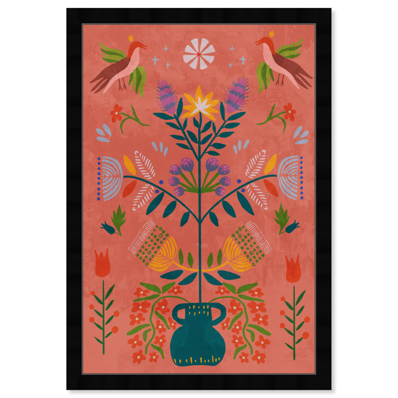 Bohemian Botanical Illustration by Birch Lane™ - Picture Frame Print, 56" H x 38" W, Black