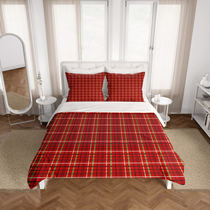 Checkered Duvet Cover, Queen Duvet Cover + 2 Queen Shams