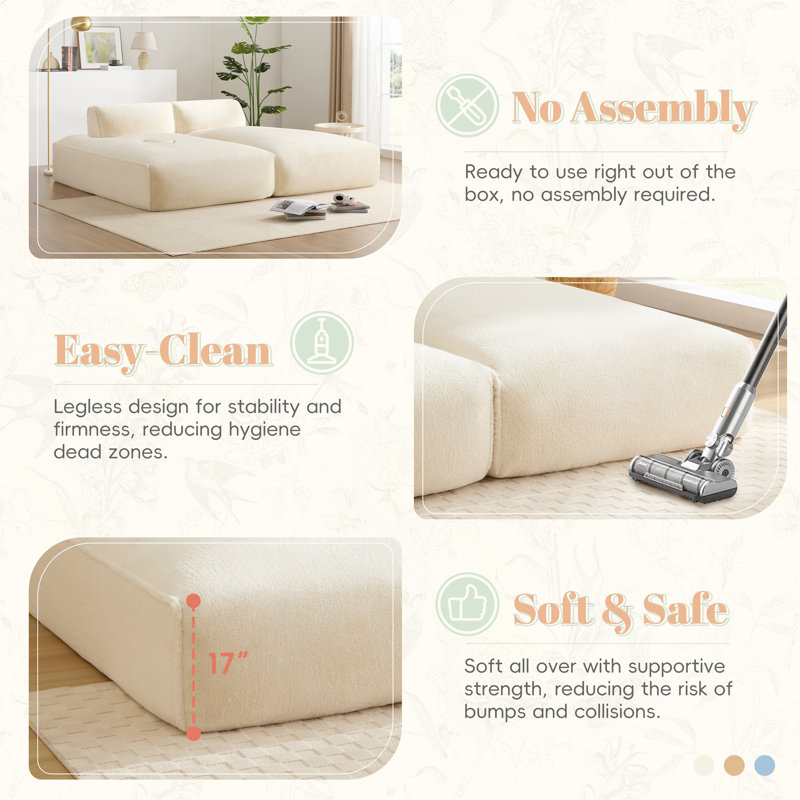 90.0"Oversized Modular Sectional Sofa,Fully Compressed,Spacious Foam-Filled Sofa Bed For Living Room,Elderly - Friendly Design,2 PC Free Combination,No Assembly Required