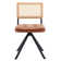Markwart Armless Swivel Tufted Leather Task Chair with Rattan Low Back and Black Steel Frame