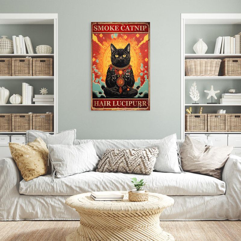 Black Cat Smoke Catnip On Canvas Print, H 36 po x l 24 po x P 1,25 po