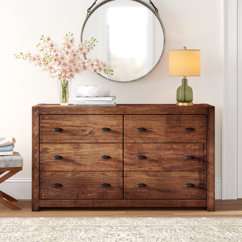 Commode double 6 tiroirs Montauk, Noyer rustique