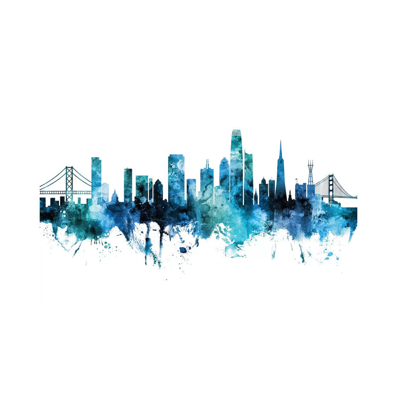 San Francisco Skyline Blue Teal Iii by Michael Tompsett - Wrapped Canvas Gallery-Wrapped Canvas Giclée
