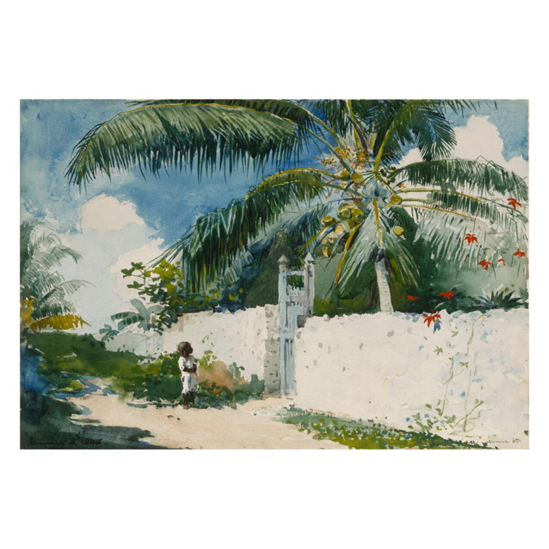 «A Garden in Nassau» par Winslow Homer - Estampe numérique, H 22 po x l 28 po