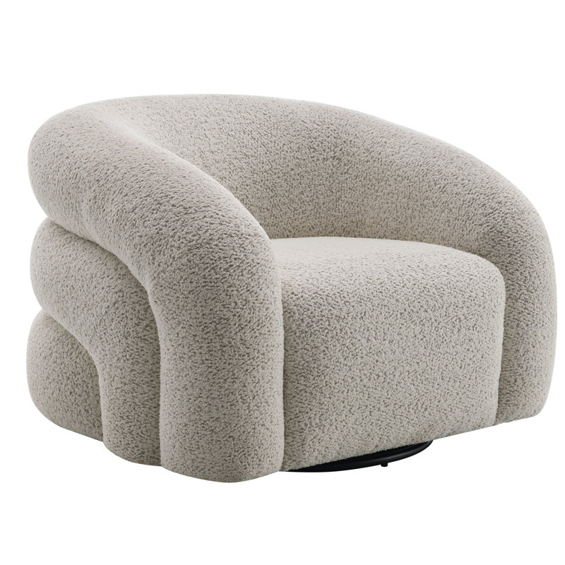 Fauteuil bouclé gris Irma avec pivot