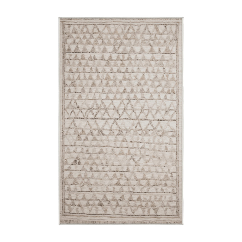 Machine Washable Beige Area Rug, Rectangle 3' x 5'