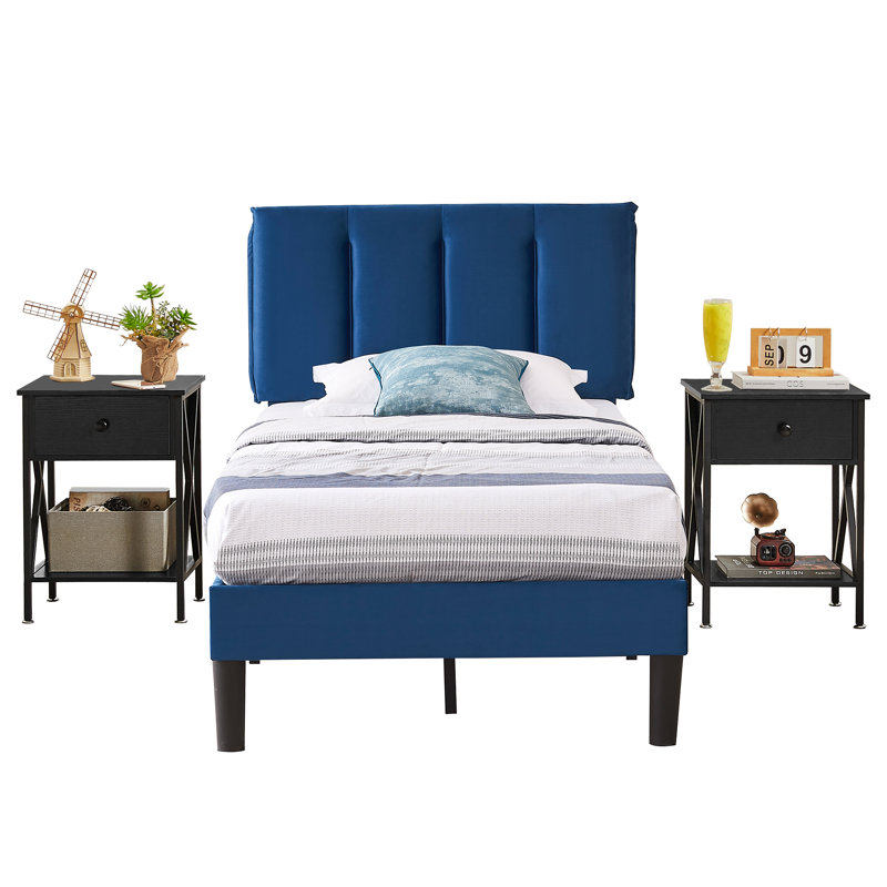 Rayman Steel Piece Bedroom Set, Black, Twin