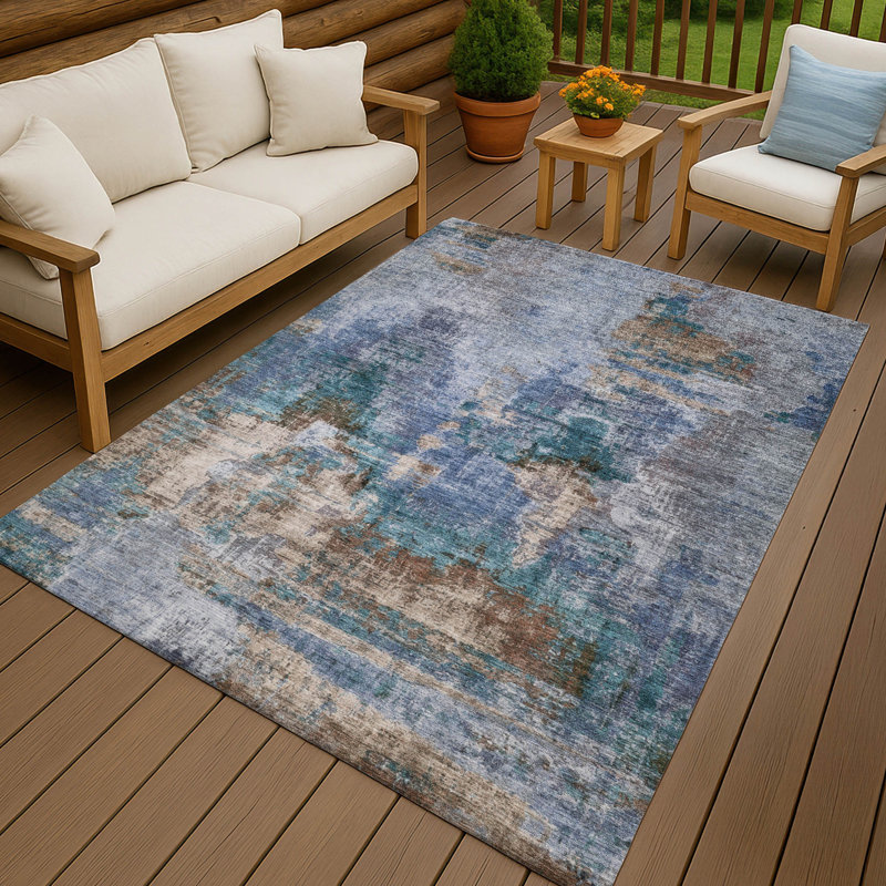 Machine Washable Indoor/Outdoor Chantille ACN2300 Abstract Rug, Rectangle 10' x 14'