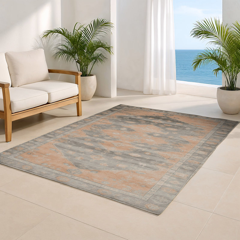 Overdyed Gray Indoor and Outdoor Area Rug, Rectangle 4' x 6'