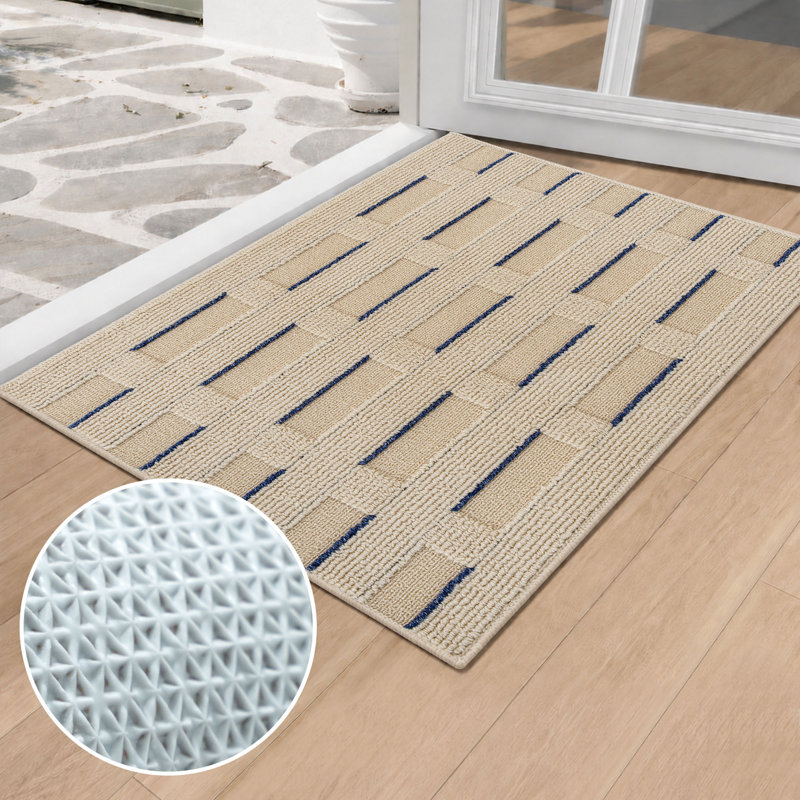 Indoor Outdoor Doormat, Non-Slip Absorbent, Resist Dirt, Machine Washable, Entry Decor Rug, Beige, 24" W x 36" L