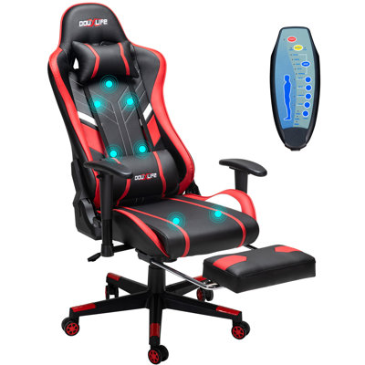 Upgraded Massage Gaming Chair 7-Point, Office Chair with Footrest & Lumbar Support, Thickened and Widened Cushions Backrest