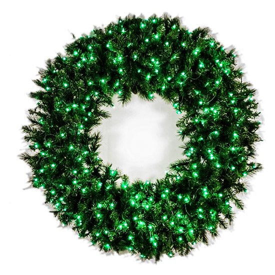 Faux Lighted Fir Wreath, 26" H x 12" W x 52" D