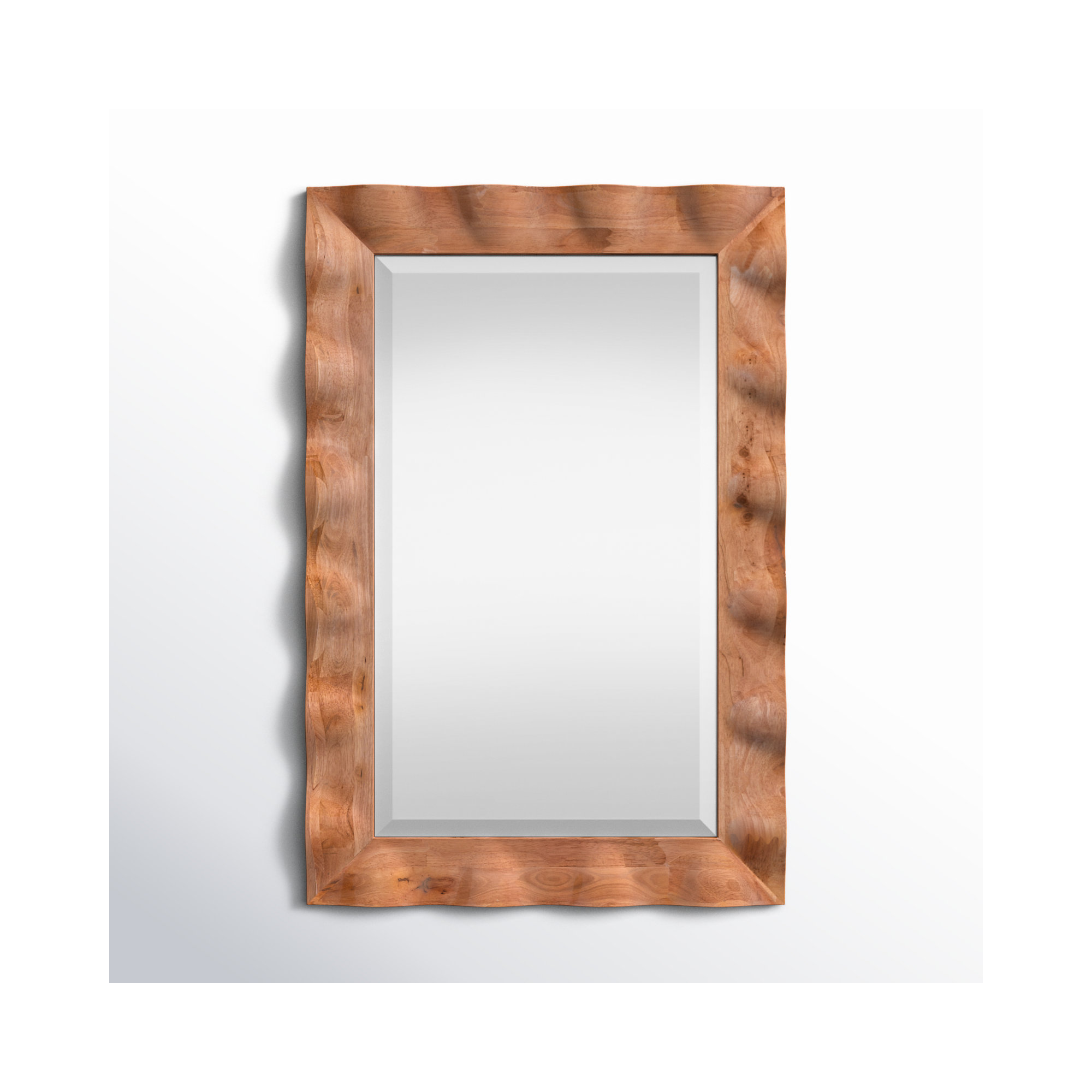 Solid Wood Rectangle Mirror, Brown