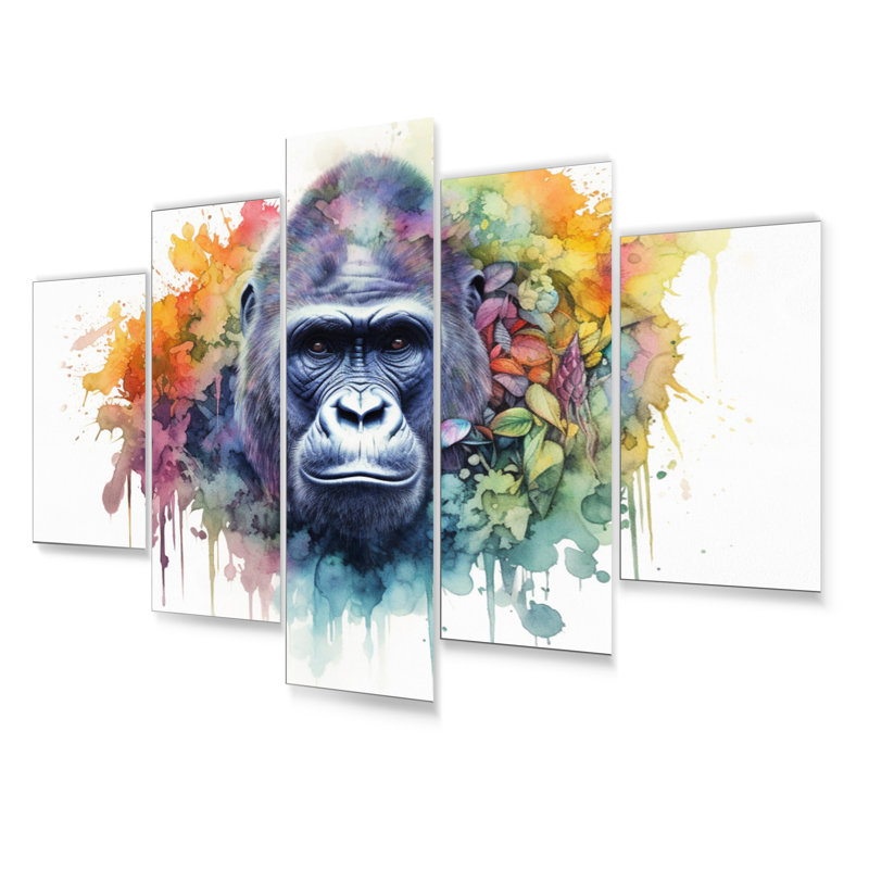 Ensemble de 5 décorations murales colorées Gorilla I