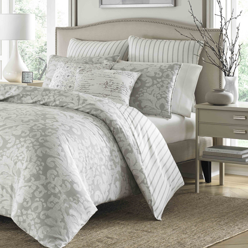 Camden Gray Cotton Full/Queen Duvet Cover Set