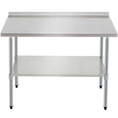 Profeeshaw Stainless Steel Prep & Work Table, 30X48 Inches, With Backsplash And Adjustable Undershelf, Heavy-Duty