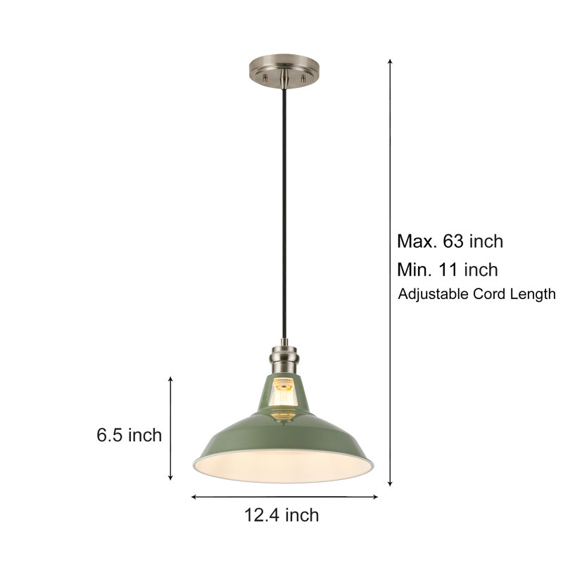 Gollenberg Modern 1-Light Matte Dimmable Pendant Light, Green